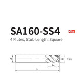 G-SA160-SS4  4 Flutes, Stub Length, Square - Big-tools Industrial Supply Tools for Metal Cutting